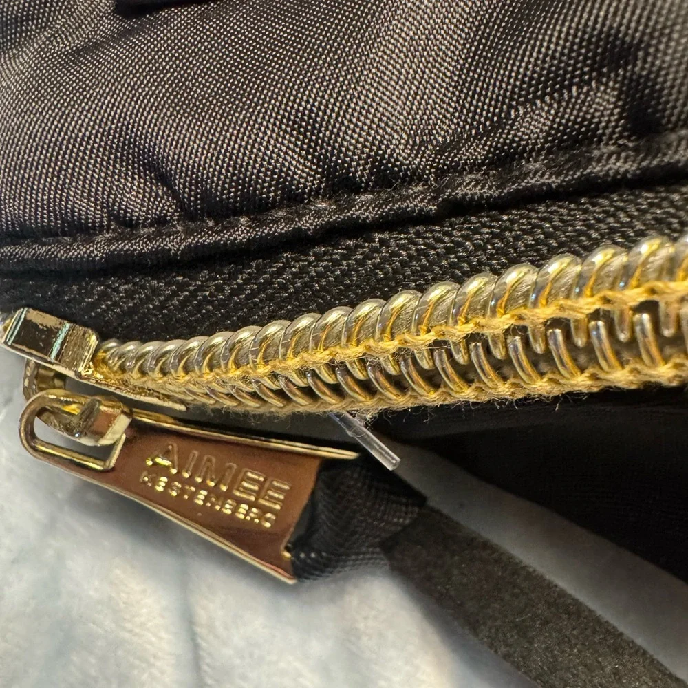 Aimee Kestenberg Black‎ Nylon Backpack with Gold Accents